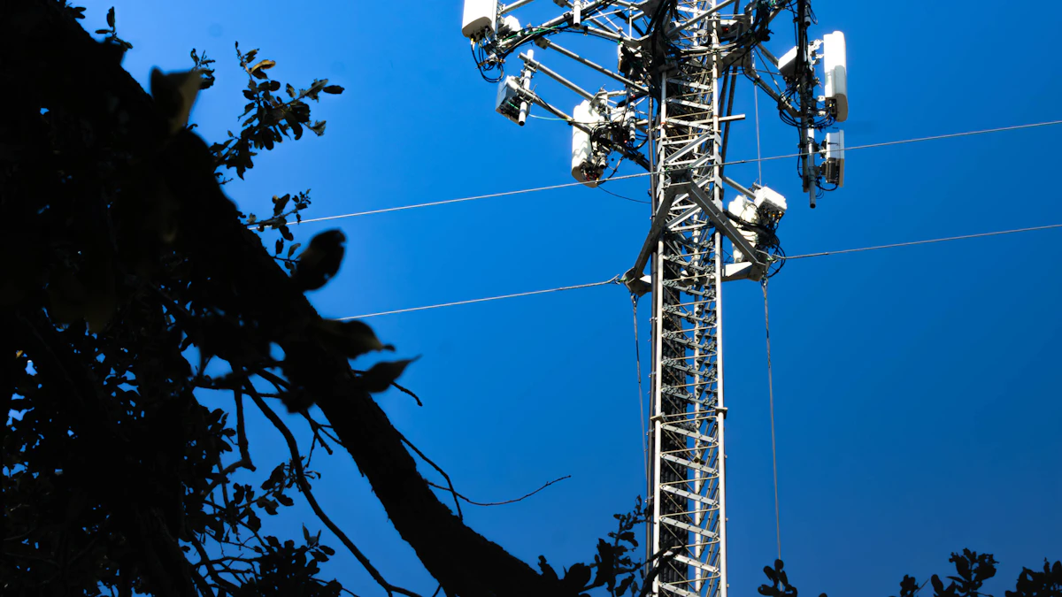 Mobile network cell tower against the sky