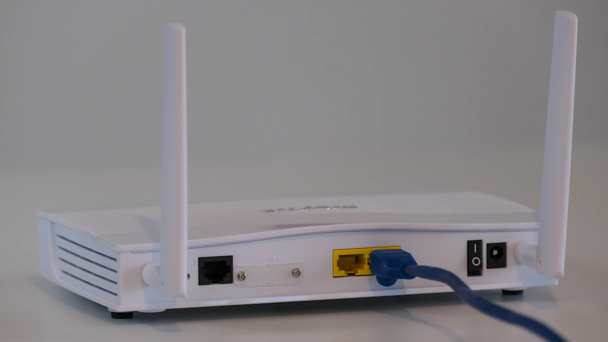 Business Wi-Fi router and network equipment on a desk