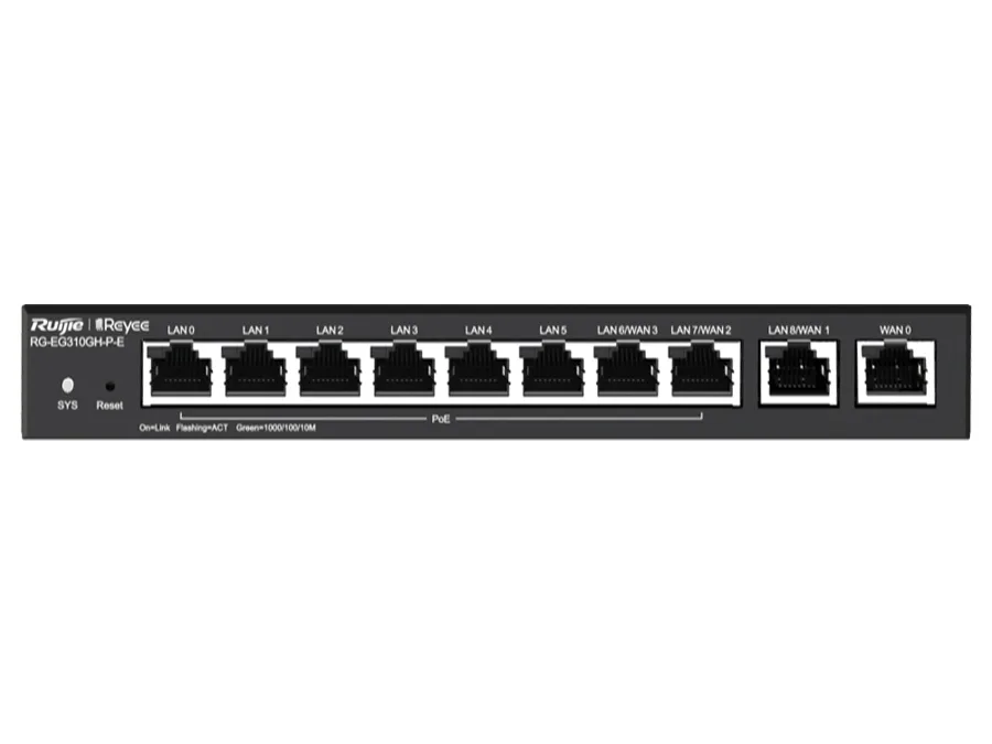 Reyee 10 Port Gigabit 4 WAN 8 PoE 110W 300 User Cloud Router