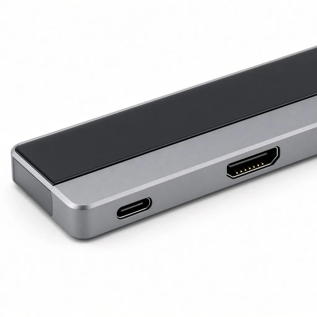 USB-C and Mini HDMI ports on a portable monitor